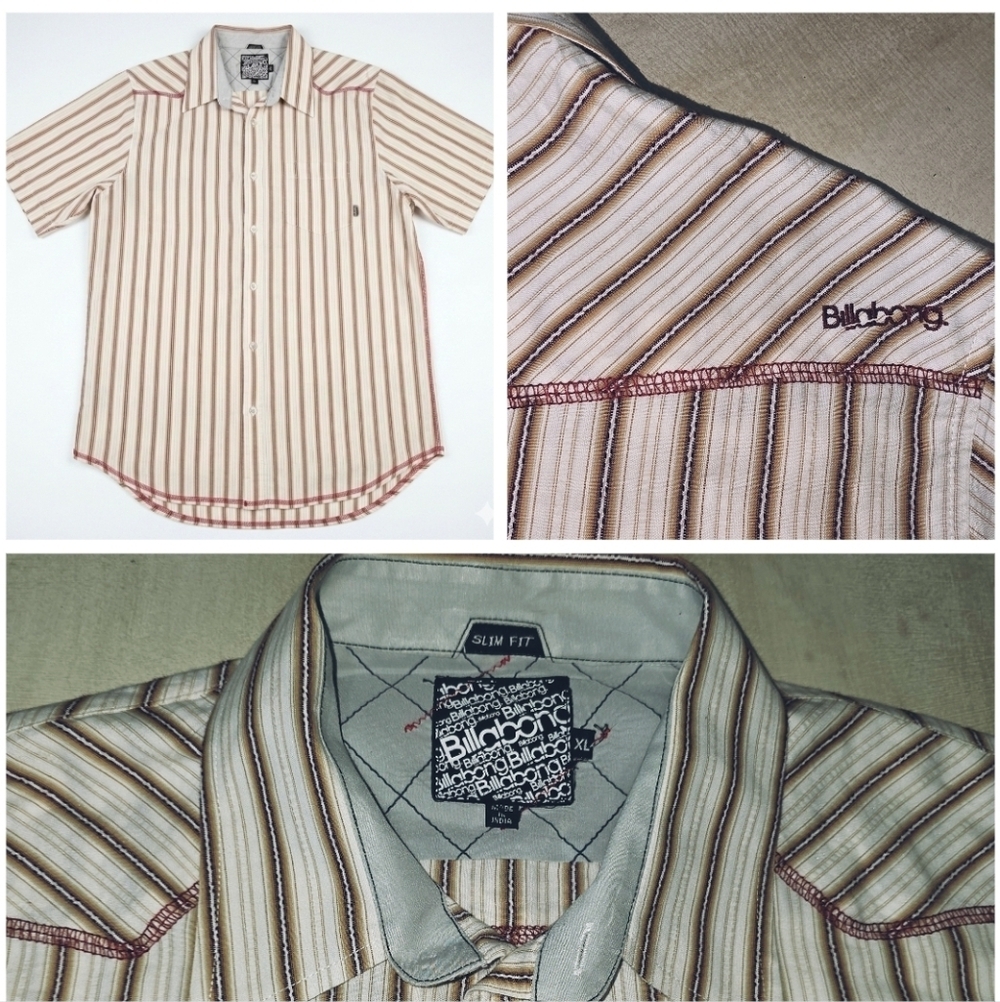 Men's XL Billabong Striped Woven Shirt - Casual Coastal & Surf Style. EUC - Picture 3 of 10